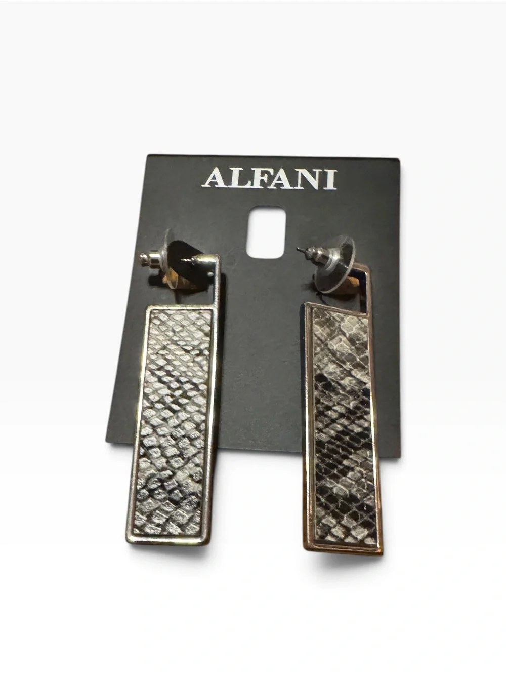 Alfani silver tone faux leather earrings